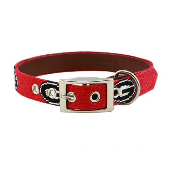 Georgia Needlepoint Dog Collar (Size S-M)