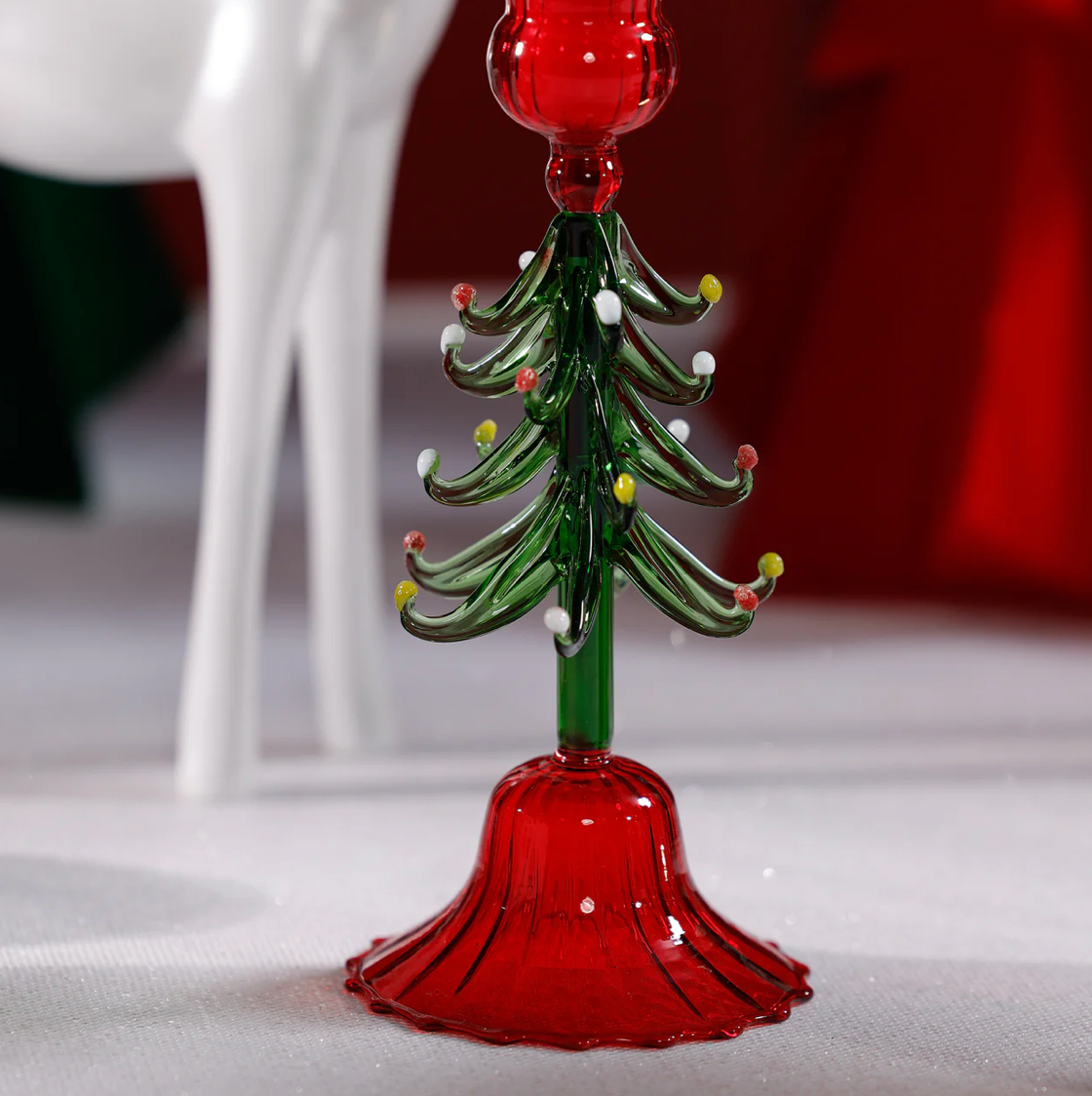 Holiday Tree Taper Holder 9.25 Red + Green