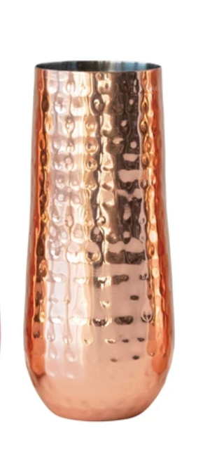 Hammered Stainless Steel Stemless Champagne Flute