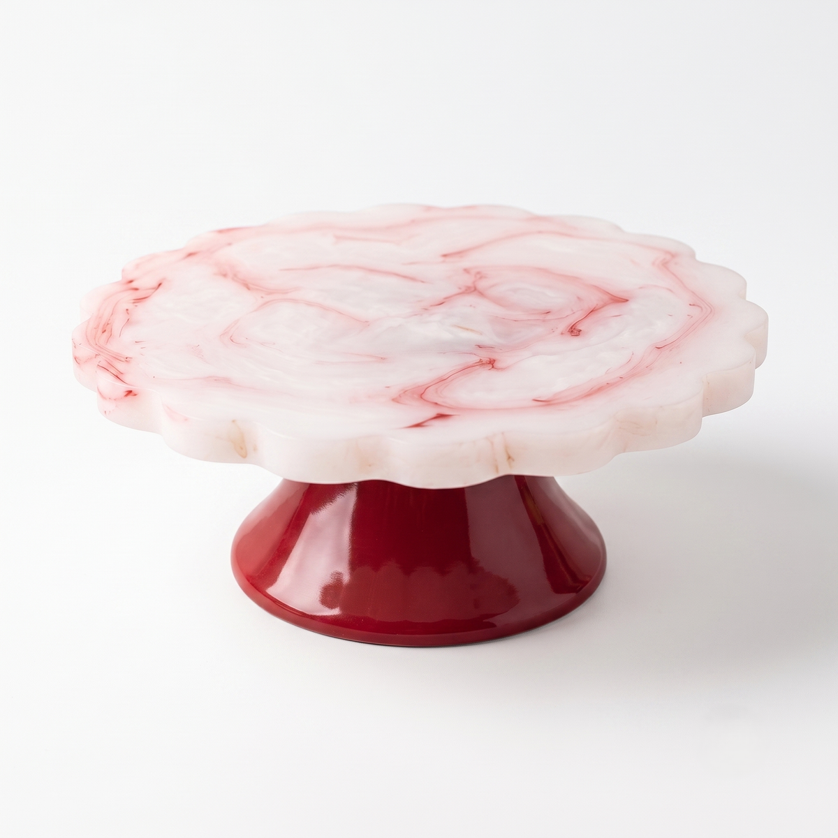 Scalloped Resin Pastry Stand - Pink