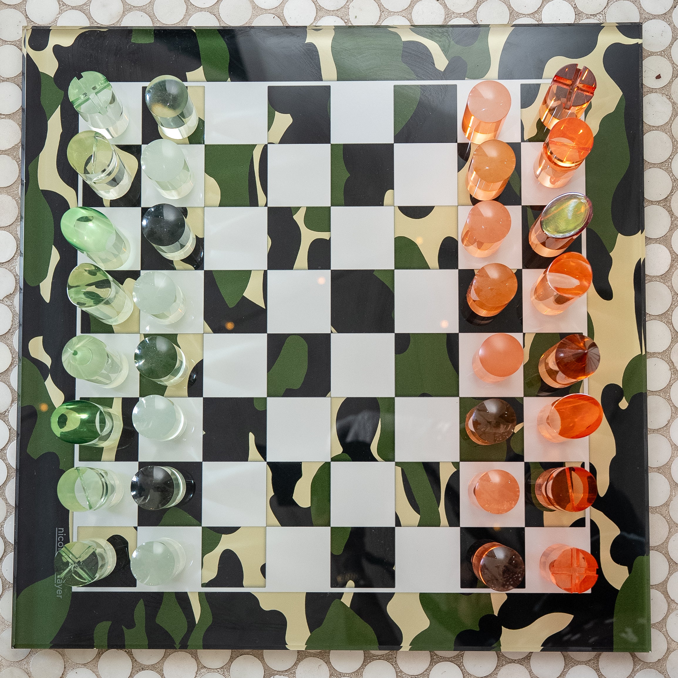 Acrylic Camo Olive Chess Board