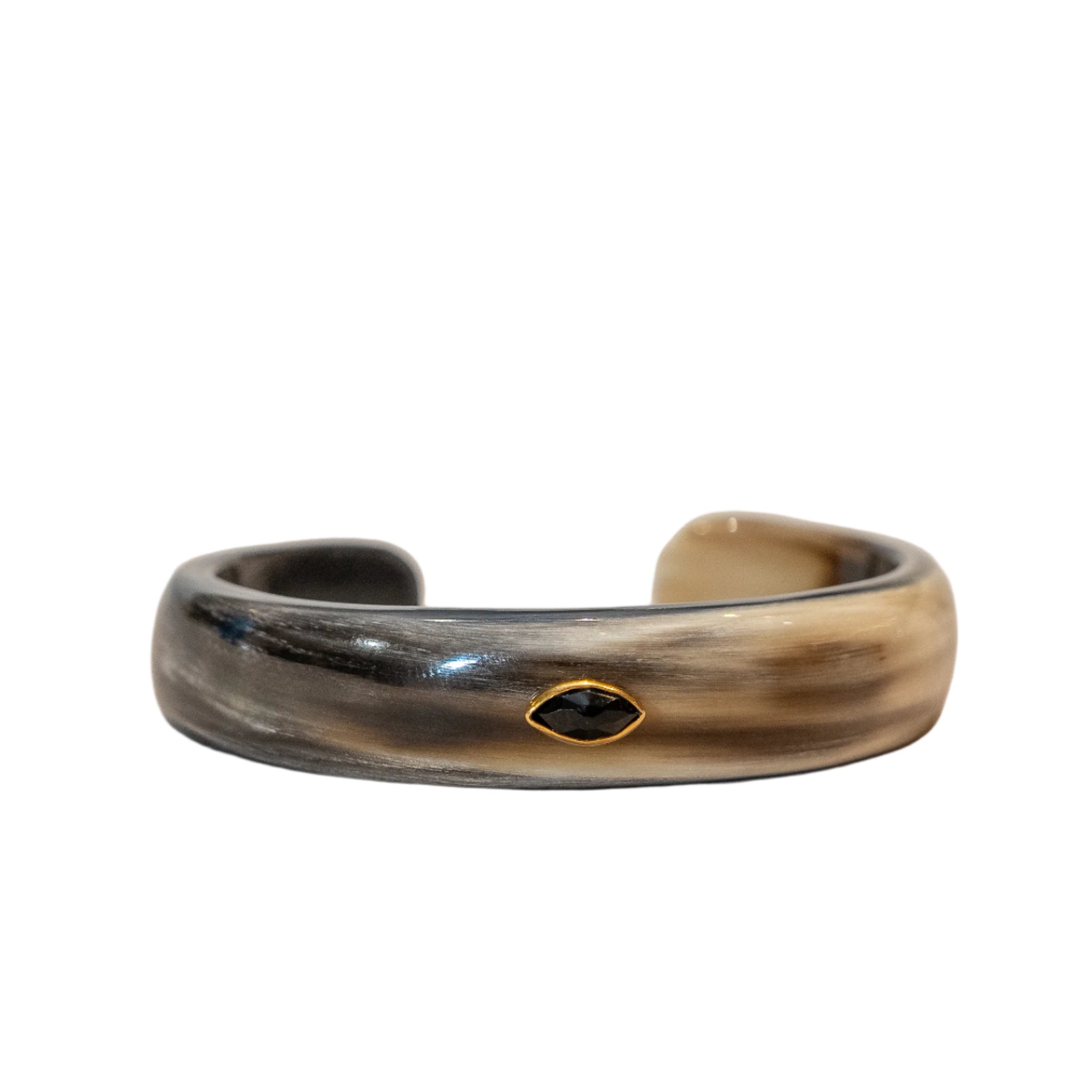 Dark Horn Cuff Bracelet W/ Black Stone