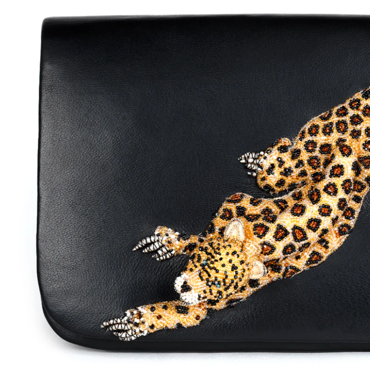 Leopard Clutch Black