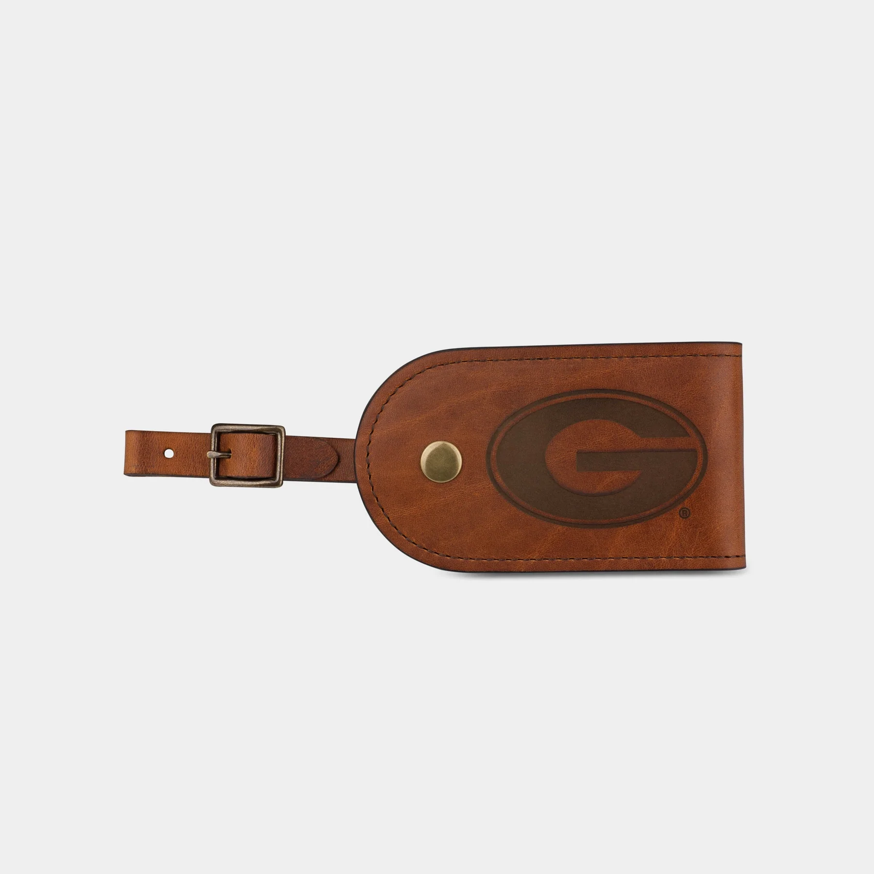 UGA "G" Leather Luggage Tag in Brown