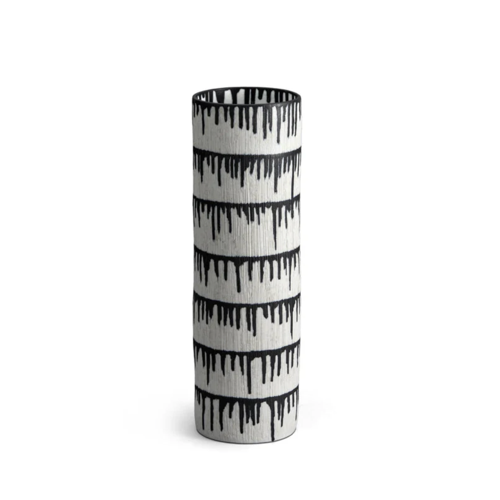 Tokasu Cylindrical Vase White & Indigo Medium