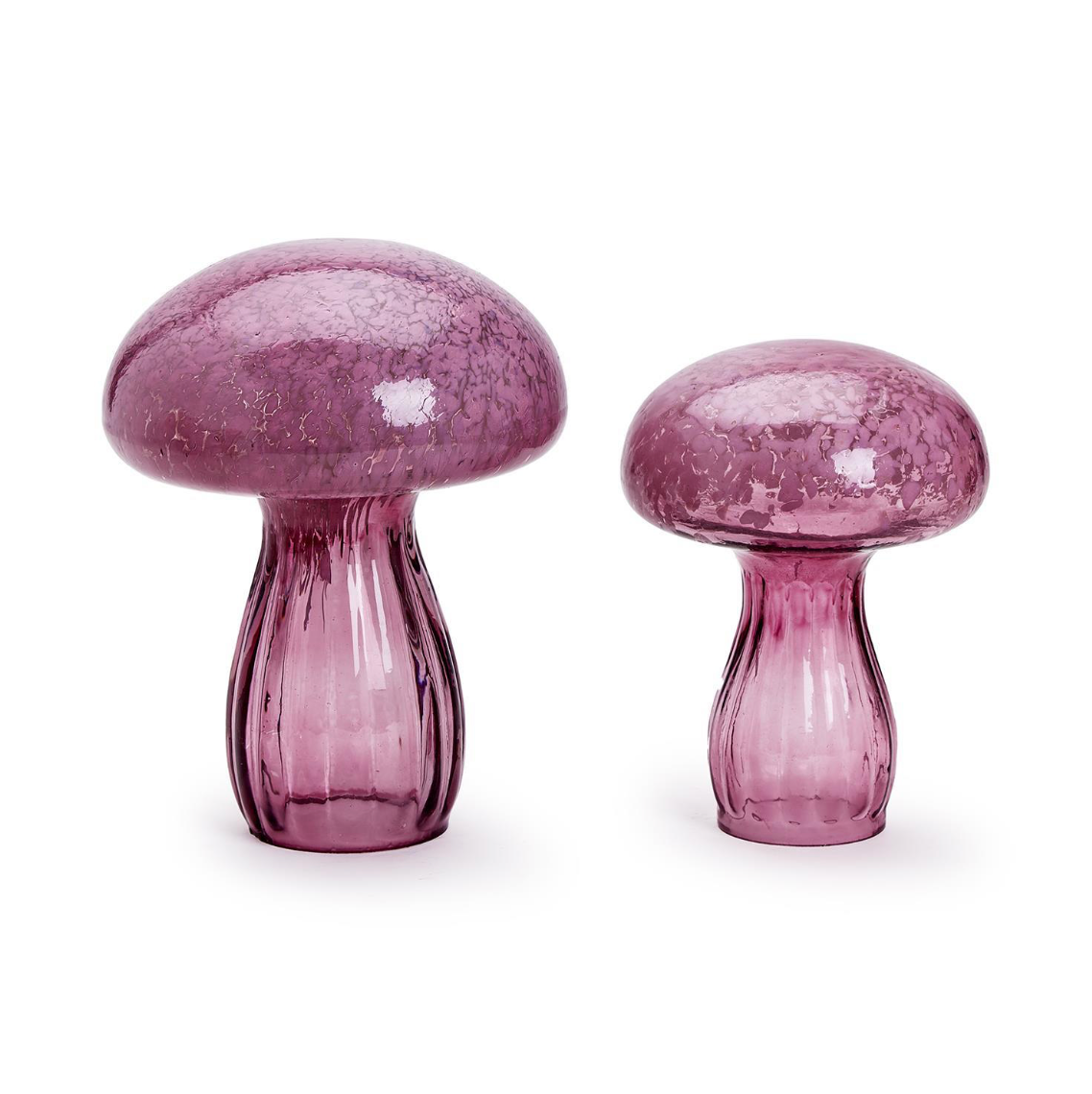 Plum Glass Mushrooms - Set of 2