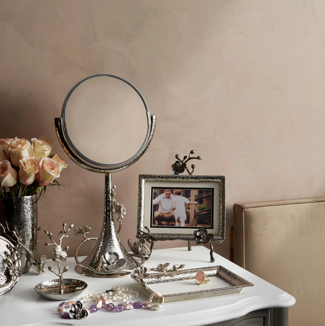 White Orchid Vanity Mirror