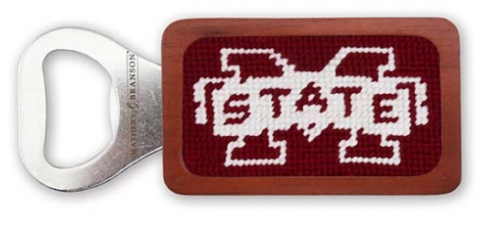 Bottle opener with Mississippi State logo on a white background