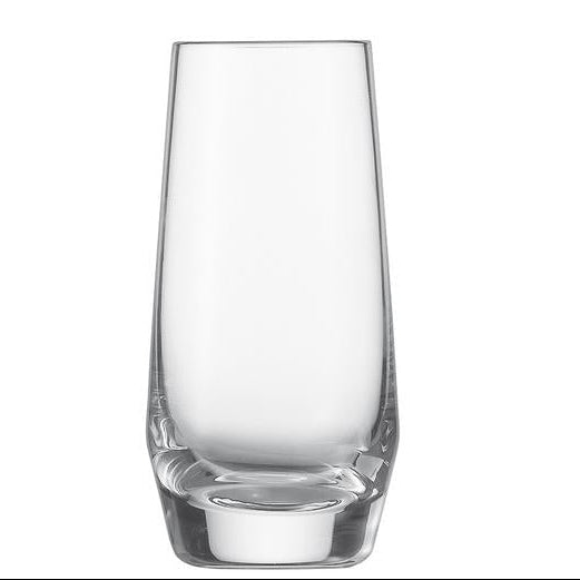 Clear glass tumbler on a white background