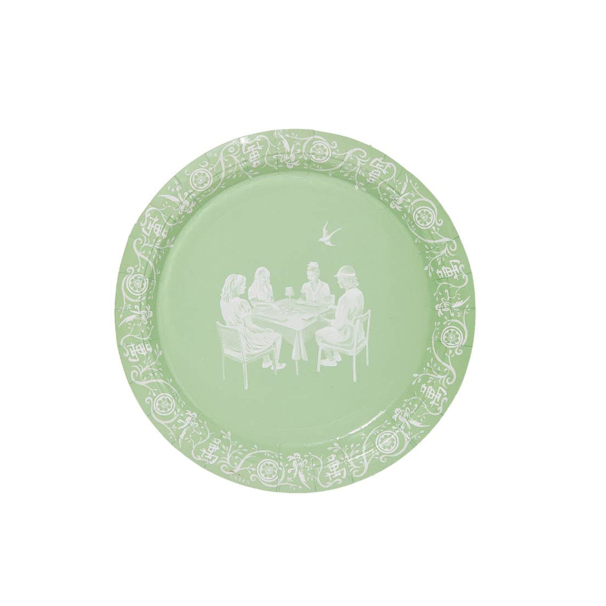 Mint Jasperware Mahjong Paper Plates - 50 Pack