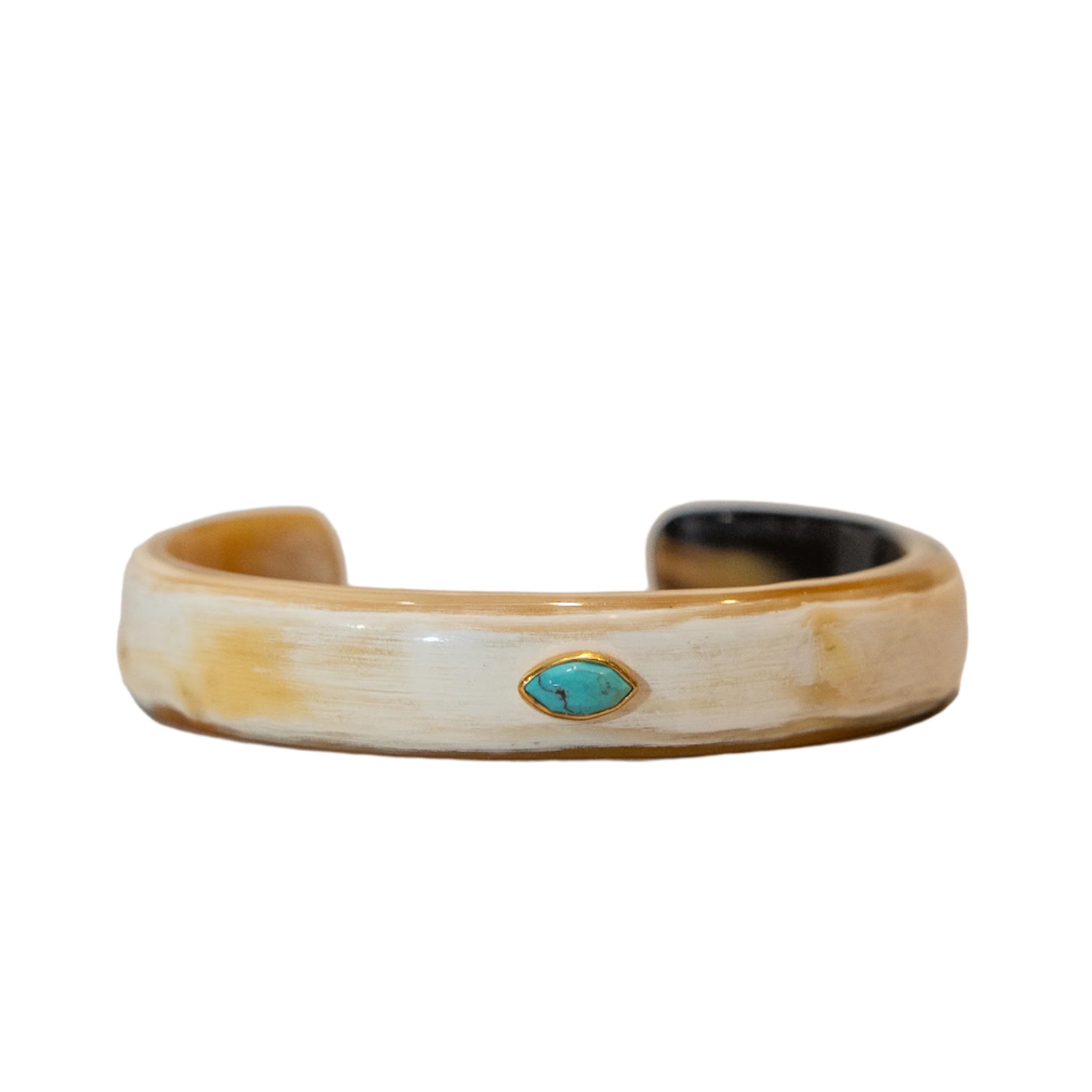 Light Horn Cuff Bracelet with  Marquise Turquoise