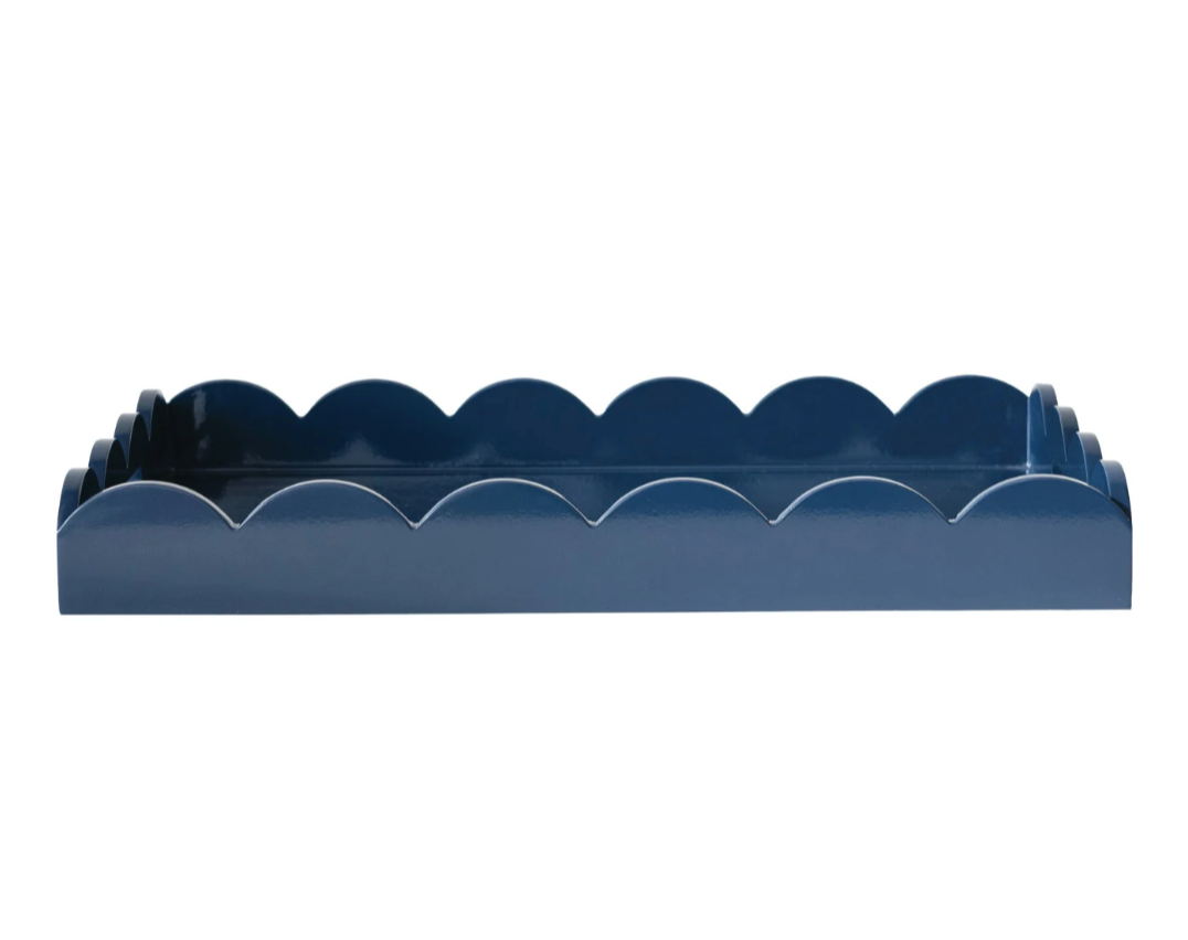 Navy Lacquered Scalloped Tray