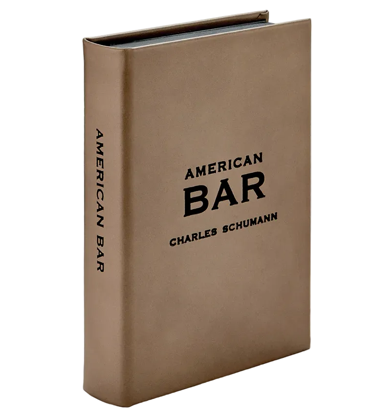 A brown hardcover book titled 'American Bar' by Charles Schumann with a simple text design on the cover.