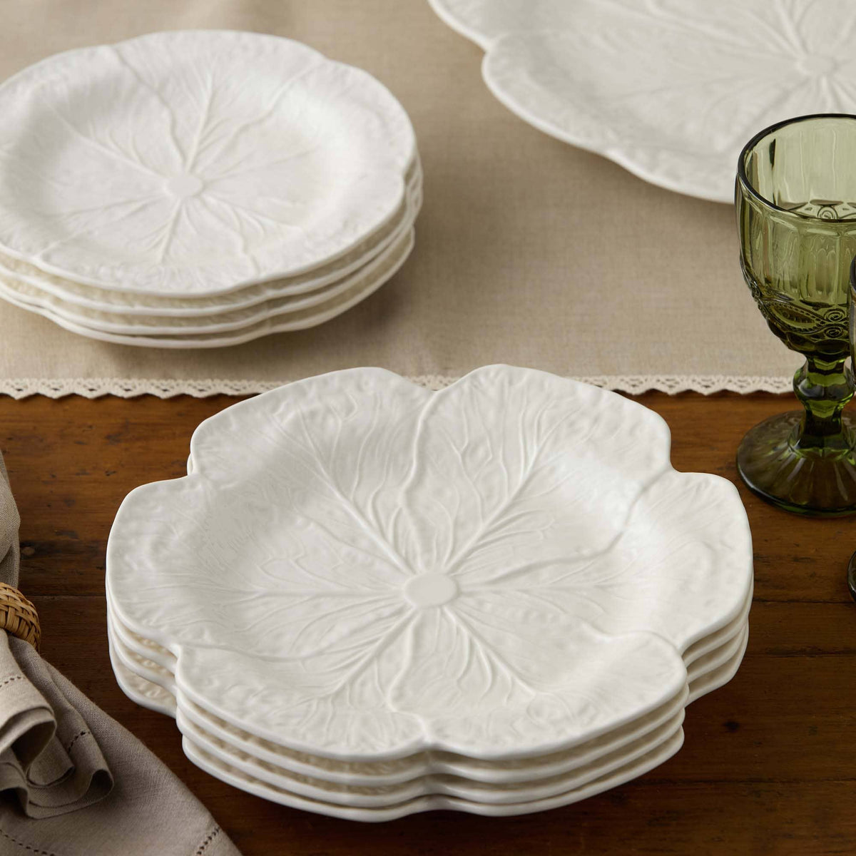 Le Jardin Cabbage 11" Dinner Plate - White