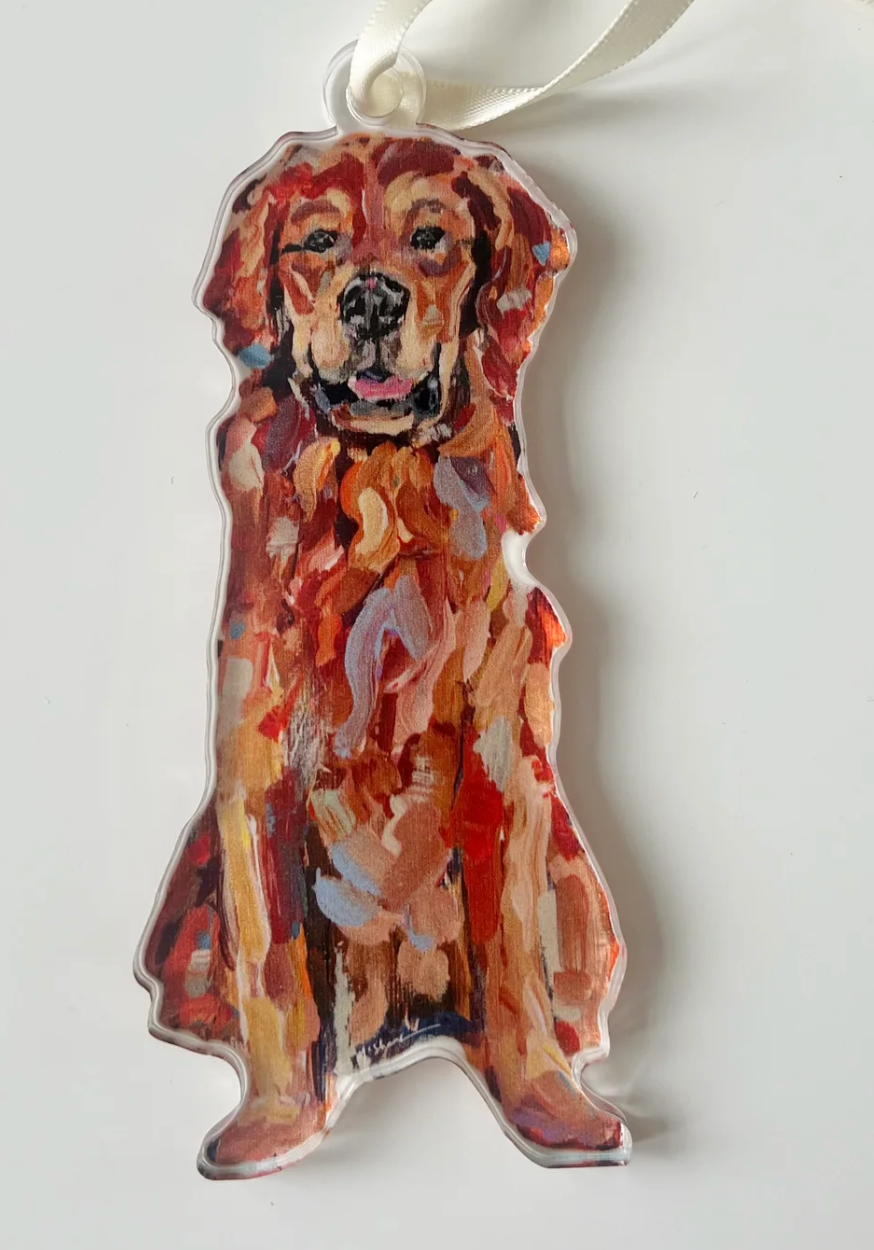 Golden Retriever Red Acrylic Ornament