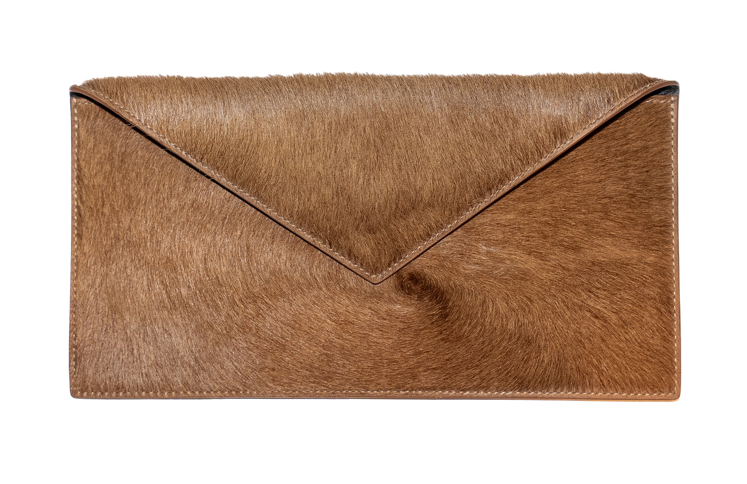 Slim Envelope Clutch in Hair Calf Tan