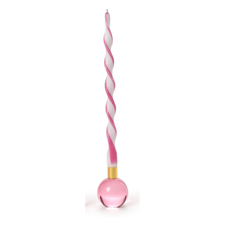 Round Pink Taper Candle Holders
