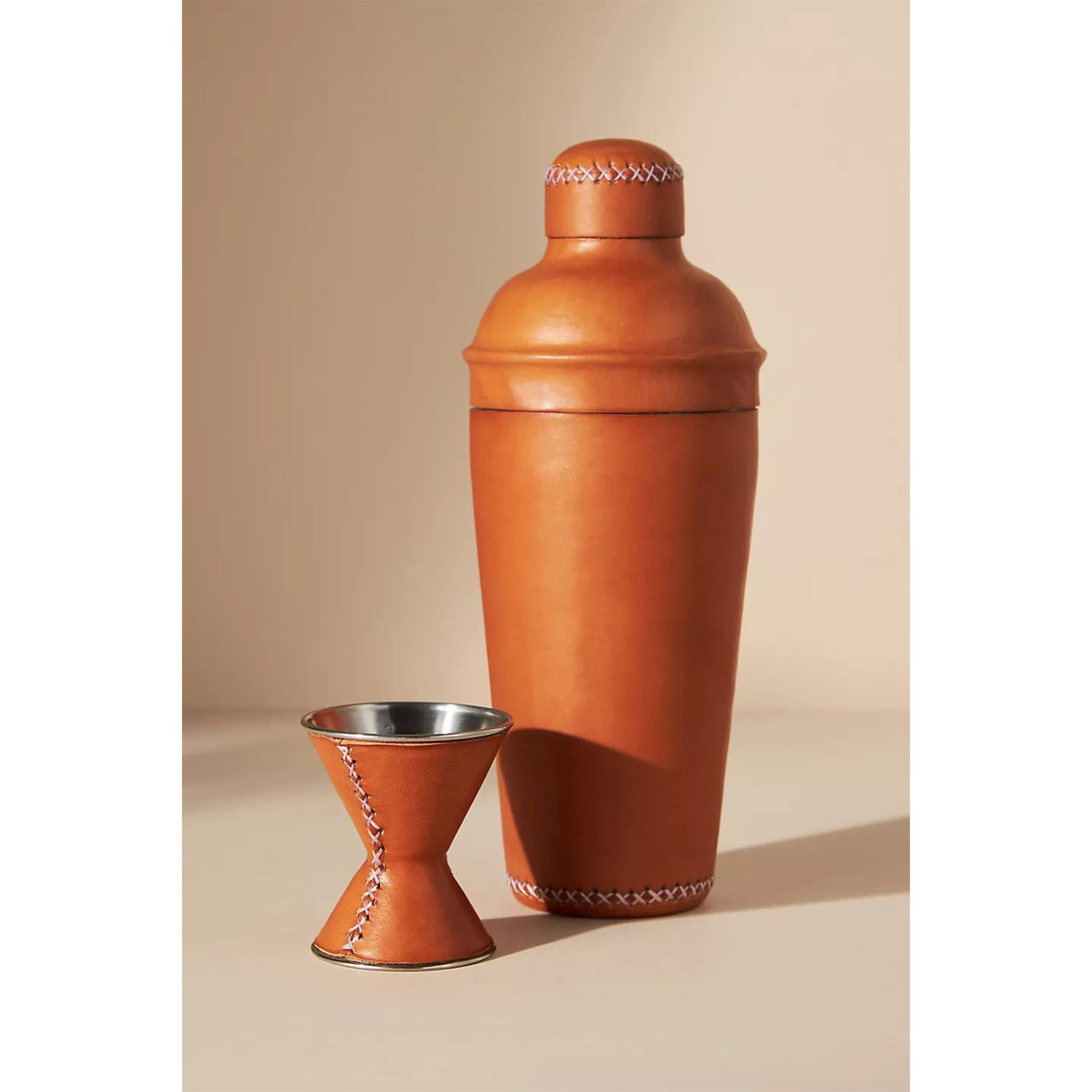 Leather Martini Shaker Set - Red