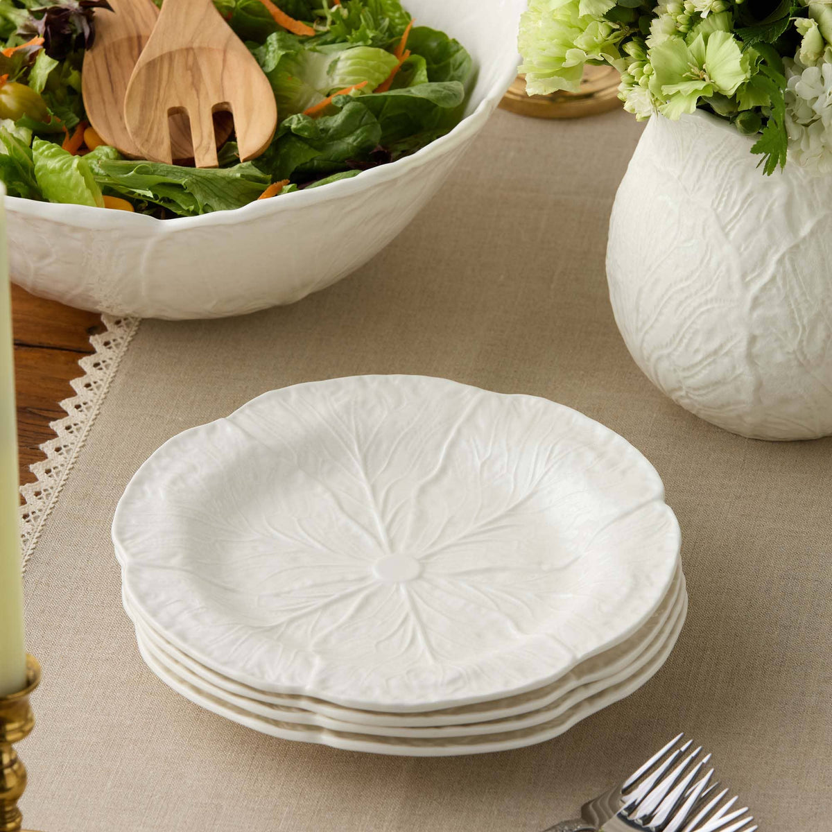 Le Jardin Cabbage 9" Salad Plate - White