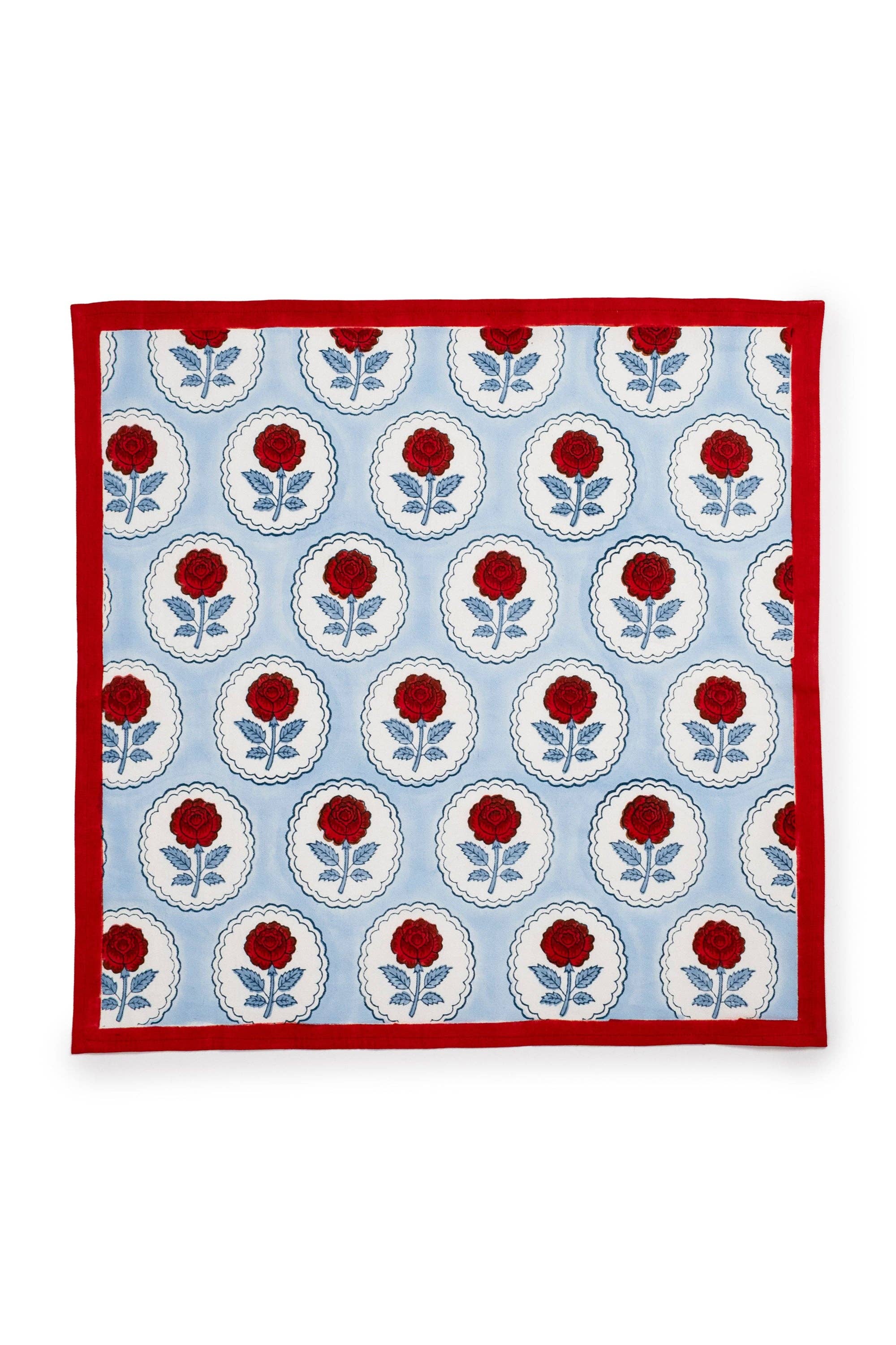 English Rose Blockprint Napkins - Set of 4