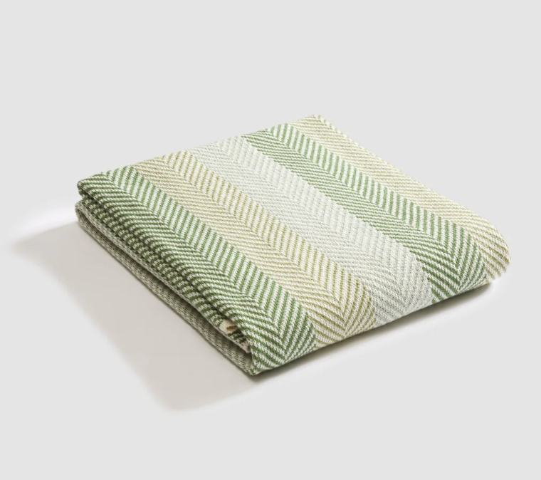 Herringbone Hues Green Blanket