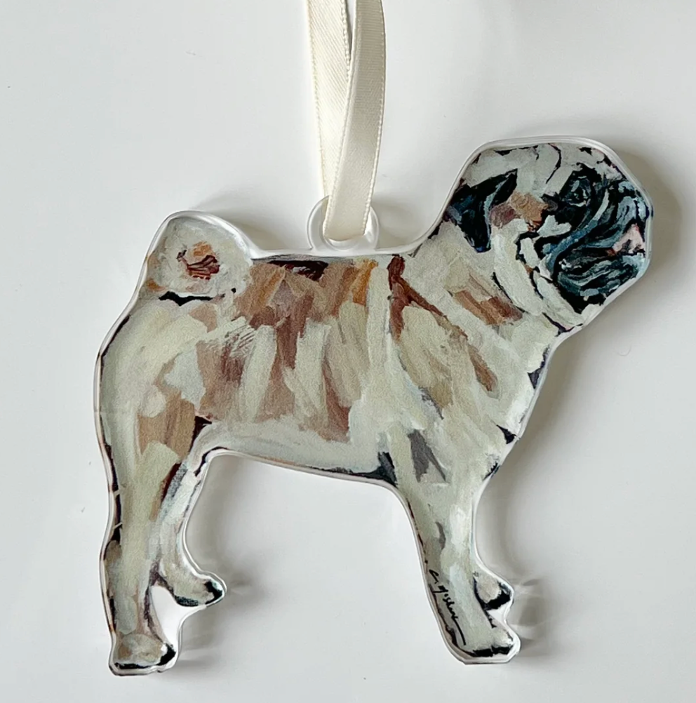 Pug Fawn Acrylic Ornament