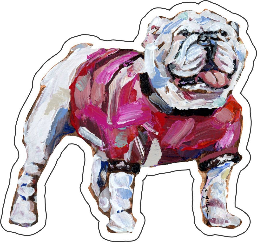 Bulldog Red Vinyl Removable Sticker