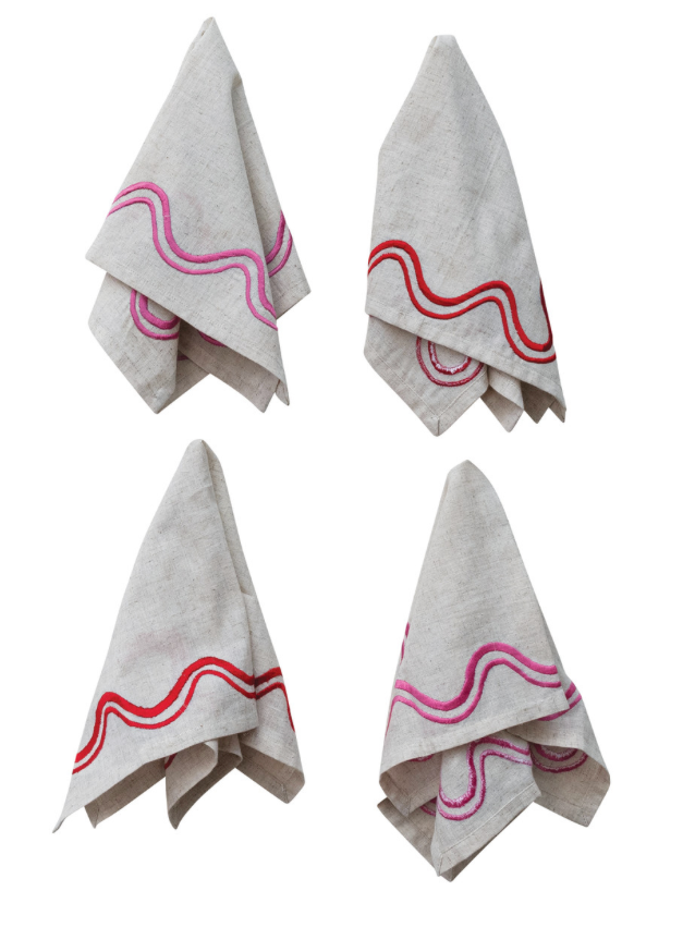 Pink & Red Wavy Line Napkins