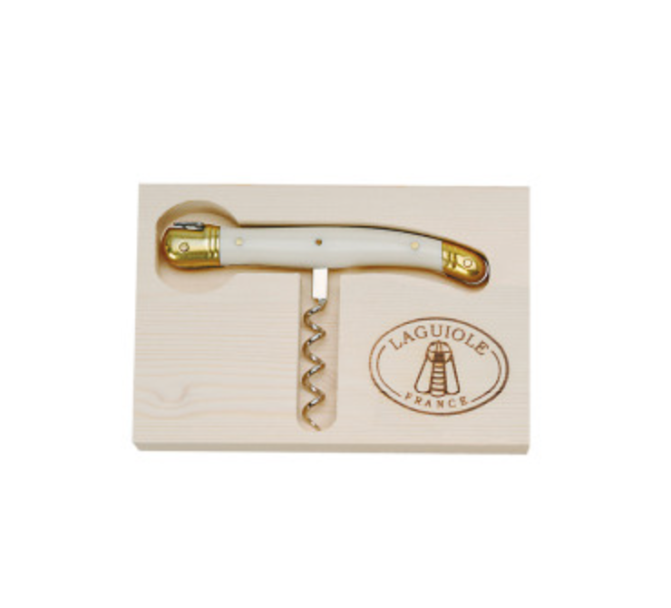 Jean Dubost Corkscrew with Ivory Colored Handle in a Box