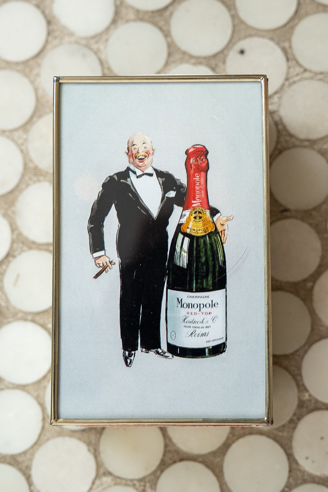 Man with Champagne Matchbox Cover