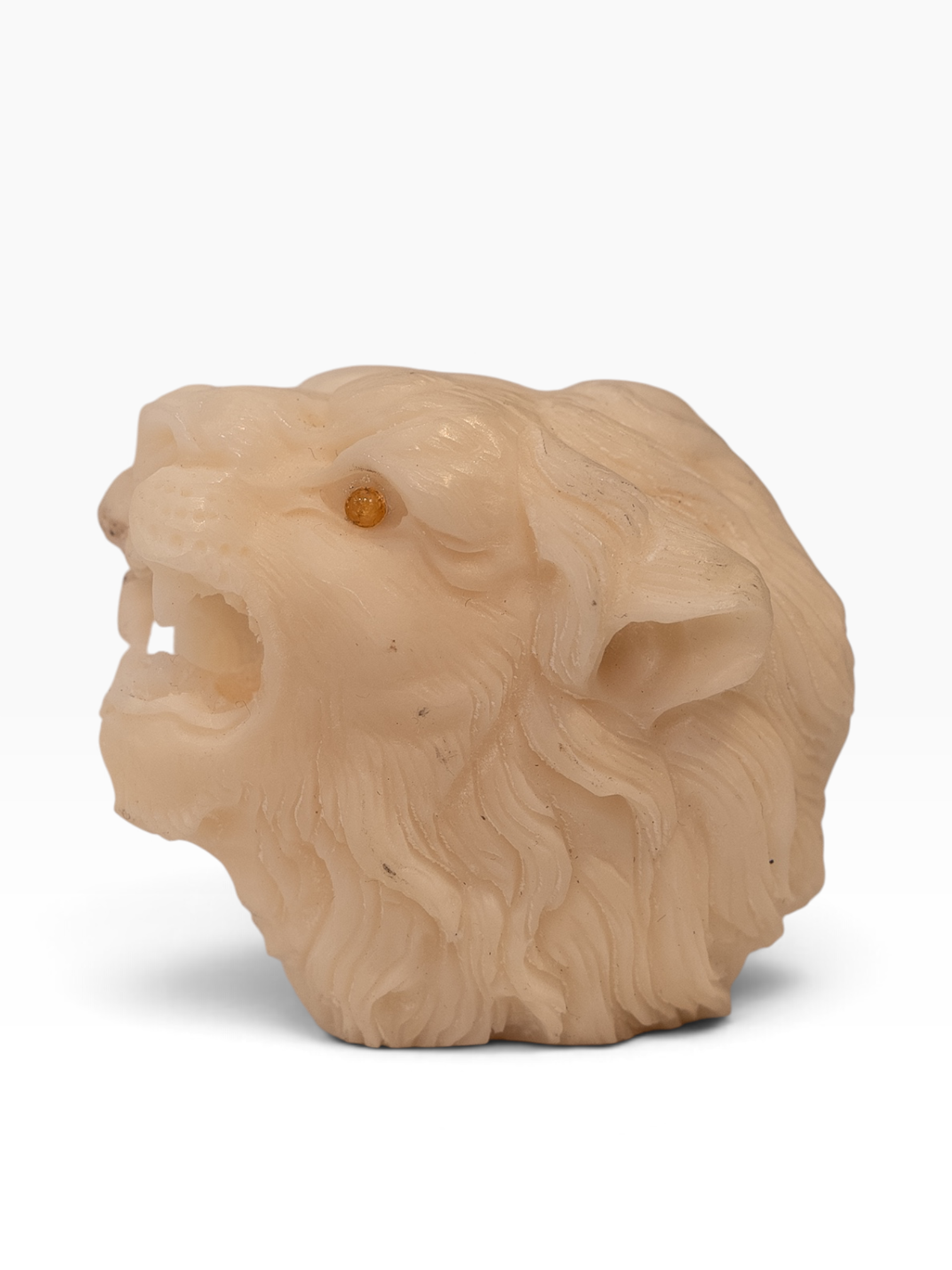 Hand Carved Veg Ivory Head w/ Colored Sapphire Eyes