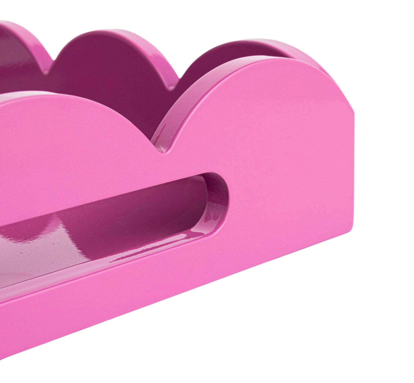 Lacquered Scalloped Tray in Fuchsia