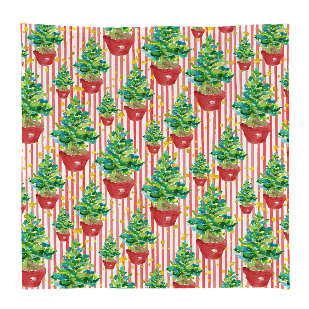 Red Potted Christmas Trees Kitchen Square