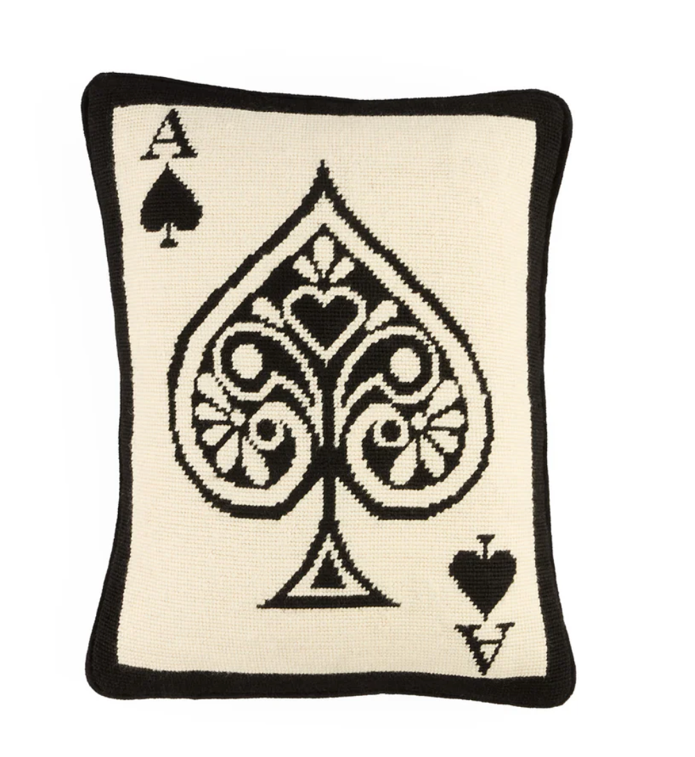 Ace Of Spades Needlepoint Pillow - 12“x 16”