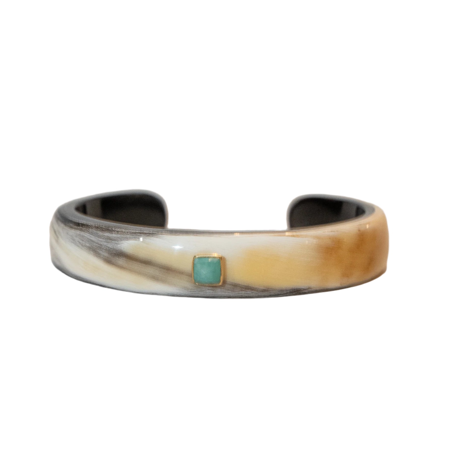 Light Horn Cuff Bracelet with Turquoise Square