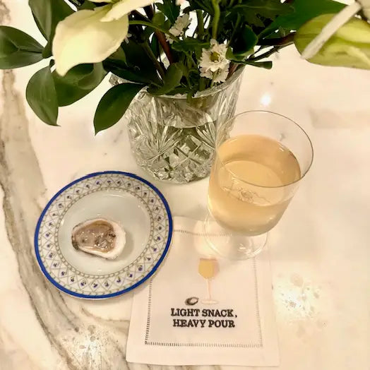 Oyster Cocktail Napkin, Light Snack Heavy Pour