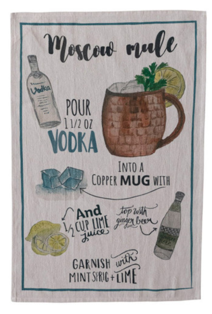 Cotton Chambray Printed Tea Towel