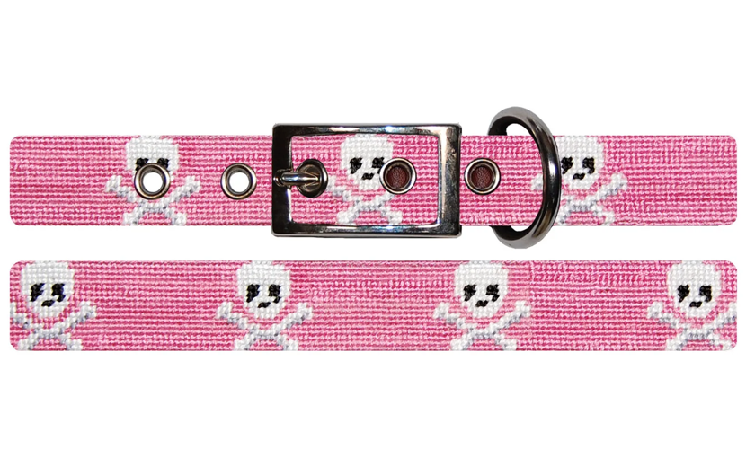 Jolly Roger Pink Dog Collar