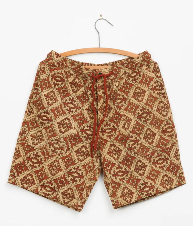 Dipak Utility Short in Tile Block Print&nbsp;