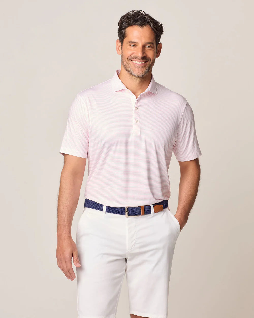 Double Eagle Striped Featherweight Performance Polo