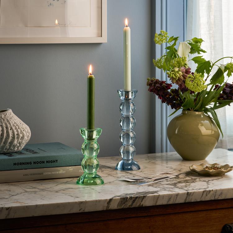 Medium Icy Bobbin Candlestick - Green