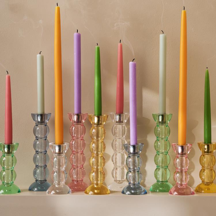 Tall Icy Bobbin Candlestick - Clear