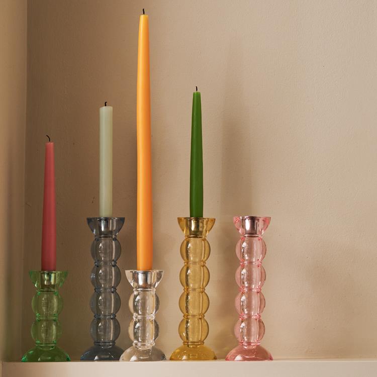 Medium Icy Bobbin Candlestick - Clear