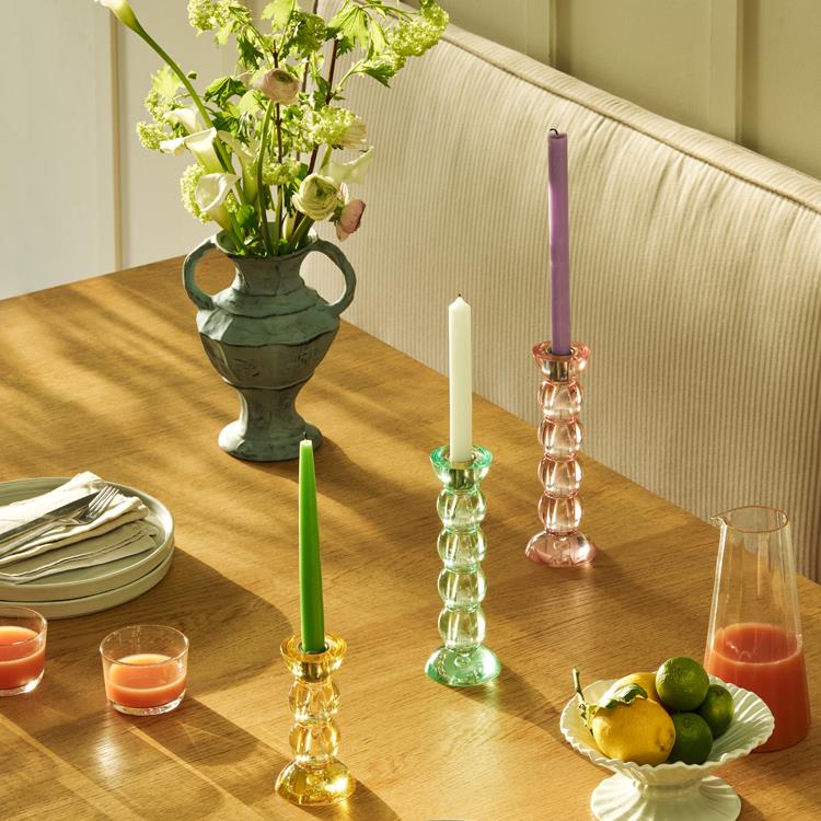 Medium Icy Bobbin Candlestick - Orange