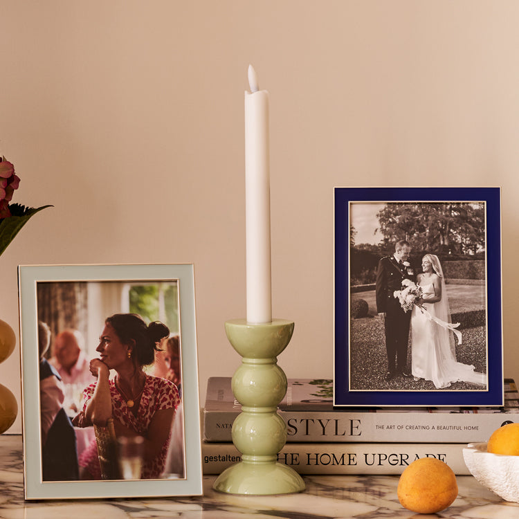 Medium Bobbin Candlestick - Cappuccino