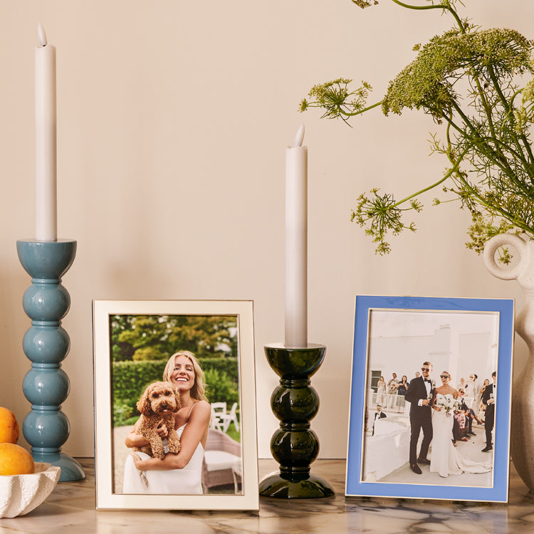 Tall Bobbin Candlestick - Chambray