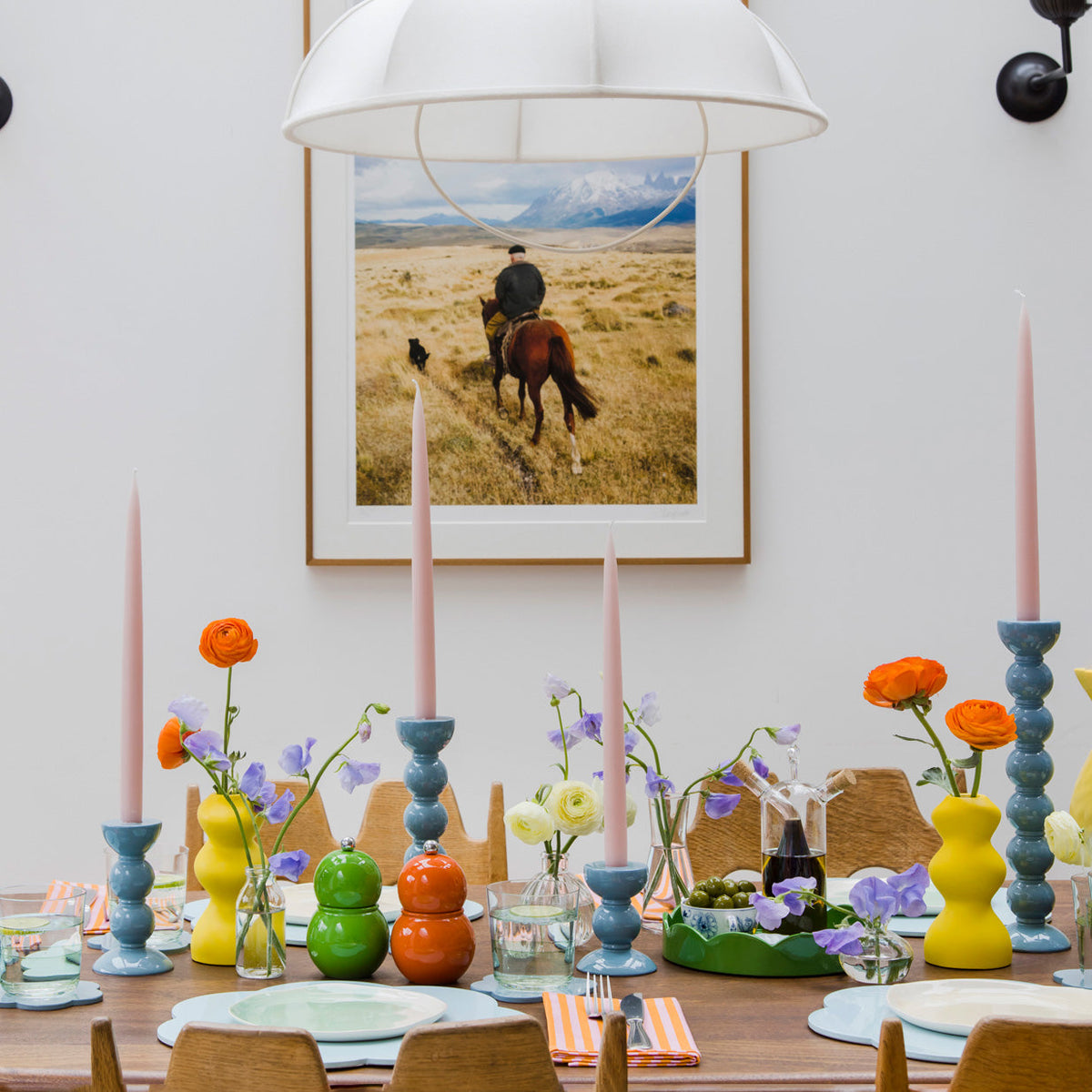 Extra Tall Bobbin Candlestick - Chambray