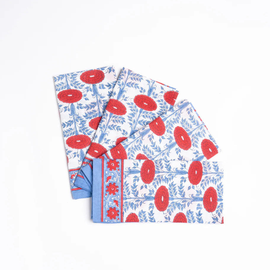 Set of 4 Araminta Blockprint Napkins