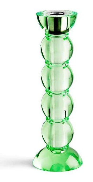 Tall Icy Bobbin Candlestick - Green