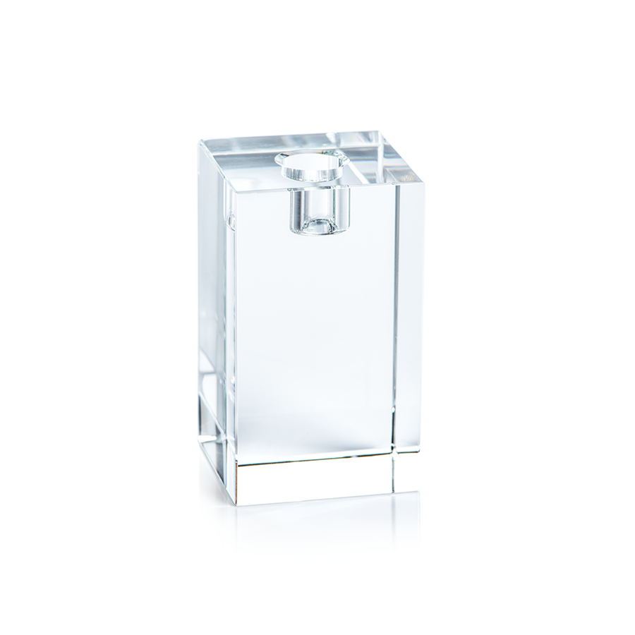 Square Crystal Glass Taper Holder - 4.75''